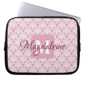 Dusty Roos Damask-laptop Hoesje met monogram en na Laptop Sleeve (Voorkant)