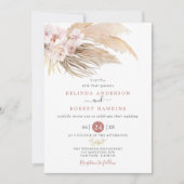 Dusty Roos Desert Boho Pampas Grass Wedding Kaart (Voorkant)