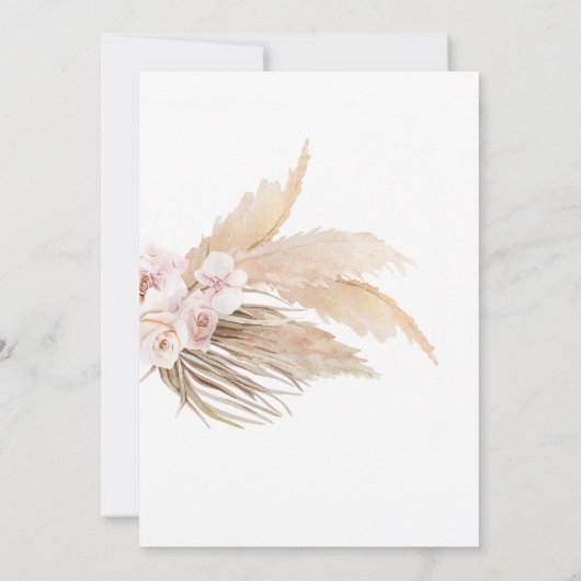 Dusty Roos Desert Boho Pampas Grass Wedding Kaart (Achterkant)