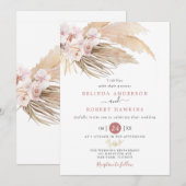 Dusty Roos Desert Boho Pampas Grass Wedding Kaart (Voorkant / Achterkant)