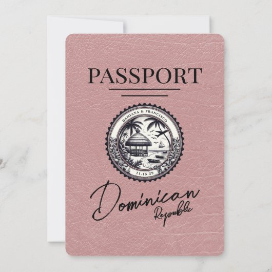 Dusty Roos Dominicaanse Republiek Passport Wedding Kaart (Achterkant)