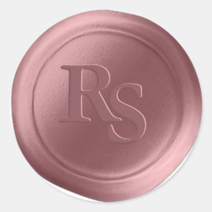Dusty Roos Dubbele Monogram Bruiloft Wax Seals Ronde Sticker