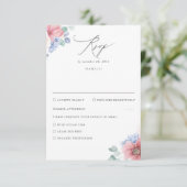 Dusty Roos Dusty Blue Floral Wedding RSVP (Staand voorkant)