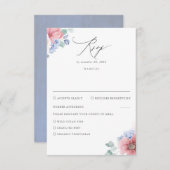 Dusty Roos Dusty Blue Floral Wedding RSVP (Voorkant / Achterkant)