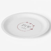 Dusty Roos Eenvoudige Hart Krans Monogram Trouwen Papieren Bordje (Gekanteld)