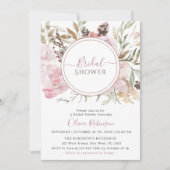 Dusty Roos Elegant Floral Bridal Shower Kaart (Voorkant)