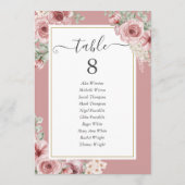 Dusty Roos Elegant Floral Table Number Aankondiging (Achterkant)
