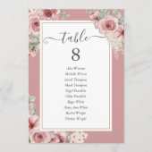 Dusty Roos Elegant Floral Table Number Aankondiging (Voorkant)