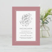 Dusty Roos Elegant Pink Wedding Calligraphy Script Save The Date (Staand voorkant)