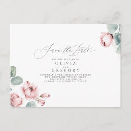 Dusty Roos Elegant Romantisch Save The Date Aankondigingskaart