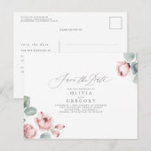 Dusty Roos Elegant Romantisch Save The Date Aankondigingskaart (Voorkant / Achterkant)