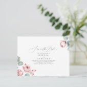 Dusty Roos Elegant Romantisch Save The Date Aankondigingskaart (Staand voorkant)