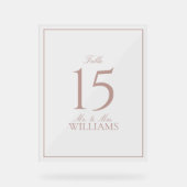 Dusty Roos Elegant Script Trouwtafel Nummer Acryl Bord (Voorkant)