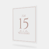 Dusty Roos Elegant Script Trouwtafel Nummer Acryl Bord (Hoek)