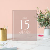 Dusty Roos Elegant Script Trouwtafel Nummer Acryl Bord (Huwelijk)