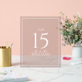 Dusty Roos Elegant Script Trouwtafel Nummer Acryl Bord