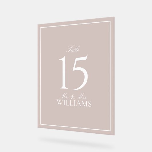 Dusty Roos Elegant Script Trouwtafel Nummer Acryl Bord (Hoek)