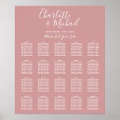 Dusty Roos Elegant Script Wedding Seding Chart Poster (Voorkant)
