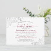 Dusty Roos Elegant Silver Lace White Vrijgezellenf Kaart (Staand voorkant)