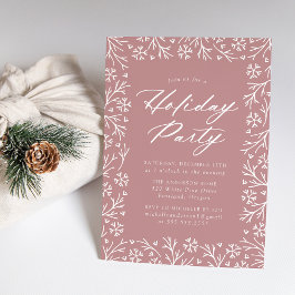 Dusty Roos Elegant Snowflake Holiday Kaart