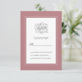 Dusty Roos Elegant Wedding Calligraphy Enclosure RSVP Kaartje (Staand voorkant)