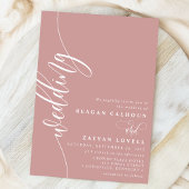 Dusty Roos Elegante kalligrafie Script bruiloft Kaart