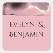 Dusty Roos en Black Modern Vierkante Sticker (Voorkant)