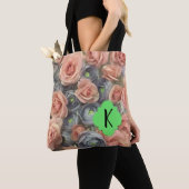 Dusty Roos en Blue Floral Bloom Design Tote Bag (Dichtbij)