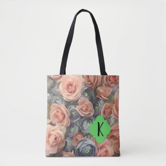 Dusty Roos en Blue Floral Bloom Design Tote Bag (Voorkant)