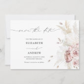 Dusty Roos en Blush Floral Save the Date (Voorkant)