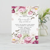 Dusty Roos en Blush Pink Peony Wedding Kaart (Staand voorkant)