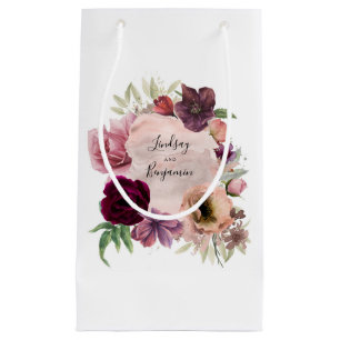 Dusty Roos en Bourgogne Red Waterverf Flowers Klein Cadeauzakje