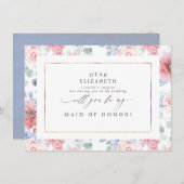 Dusty Roos en Dusty Blue Bruidsmeisje Voorstel Kaart