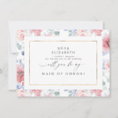 Dusty Roos en Dusty Blue Bruidsmeisje Voorstel Kaart (Voorkant)