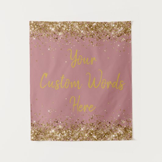 Dusty Roos en Goud Verjaardagsfeest Haar Fotocabin Wandkleed (Voorkant)