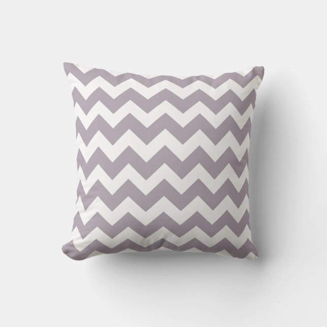 Dusty Roos en White Chevron Zig Zag Pillow Kussen (Voorkant)