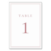 Dusty Roos en White Minimalist Table Number Kaart (Achterkant)