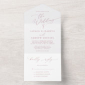 Dusty Roos en White Minimalist Weddenschap All in  All In One Uitnodiging (Binnen)