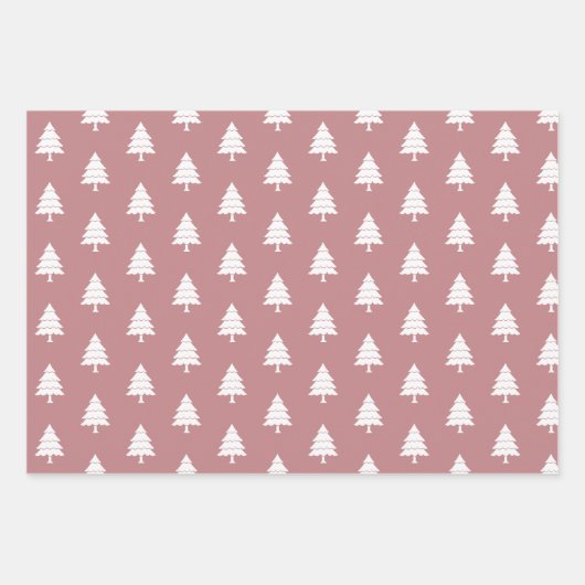 Dusty roos en witte bomen inpakpapier vel (Voorkant 2)