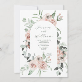 Dusty Roos Eucalyptus Script QR Code Wedding Kaart
