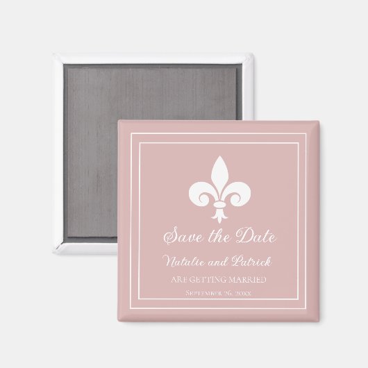 Dusty Roos Fleur de Lis Save the Date Magnet (Voorkant / Achterkant)
