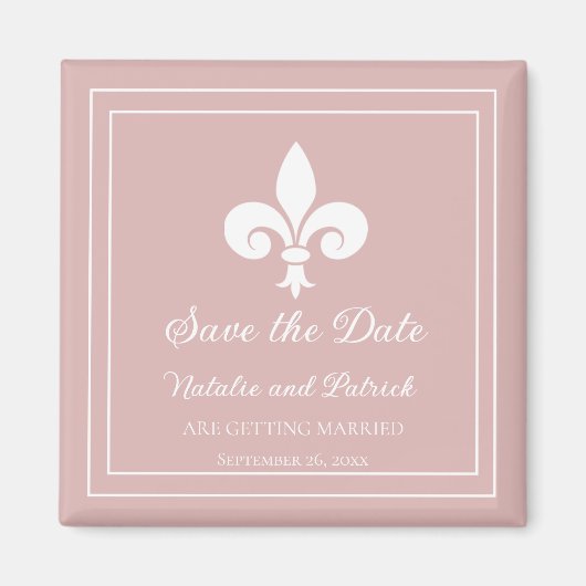 Dusty Roos Fleur de Lis Save the Date Magnet (Voorkant)