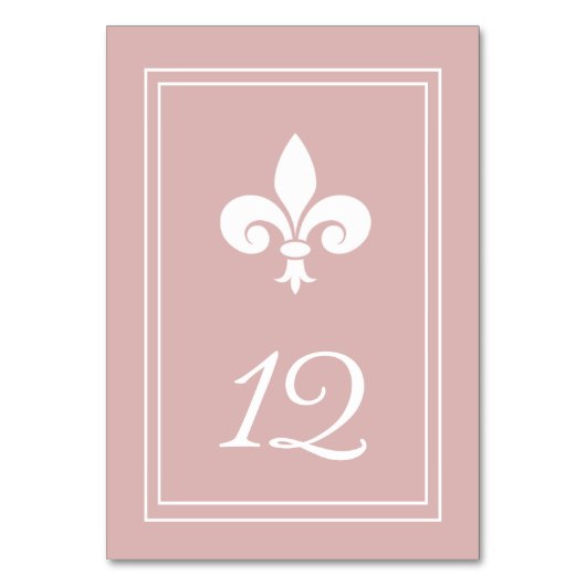 Dusty Roos Fleur de Lis Table Number Card Kaart (Voorkant)