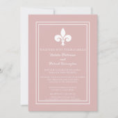 Dusty Roos Fleur de Lis Wedding Invitation Kaart (Voorkant)