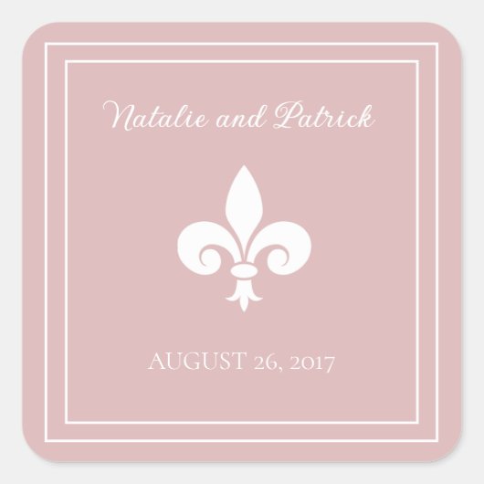 Dusty Roos Fleur de Lis Wedding Stickers (Voorkant)
