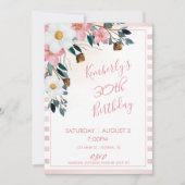Dusty Roos Floral 30th Birthday Invitation Kaart (Voorkant)