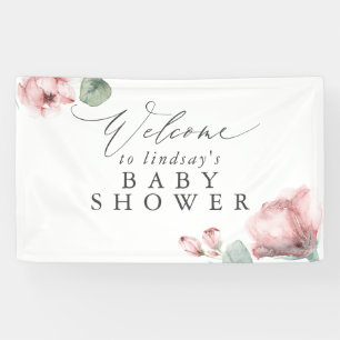 Dusty Roos Floral Baby of Vrijgezellenfeest Welkom Spandoek