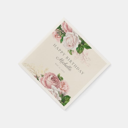 Dusty Roos Floral Birthday Servet (Hoek)