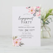 Dusty Roos Floral Blush Pink Engagement Party Kaart (Staand voorkant)