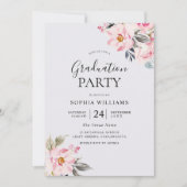 Dusty Roos Floral Blush Pink Graduation Party Kaart (Voorkant)